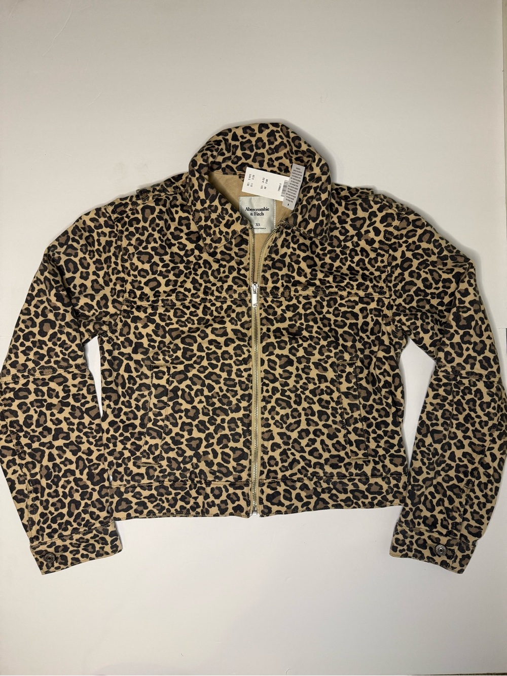 Abercrombie & Fitch Leopard Print Zip Jacket - Tan & Black
